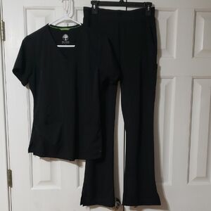 Black Healing Hands Scrub Set Small Monica Top Rachel Pants